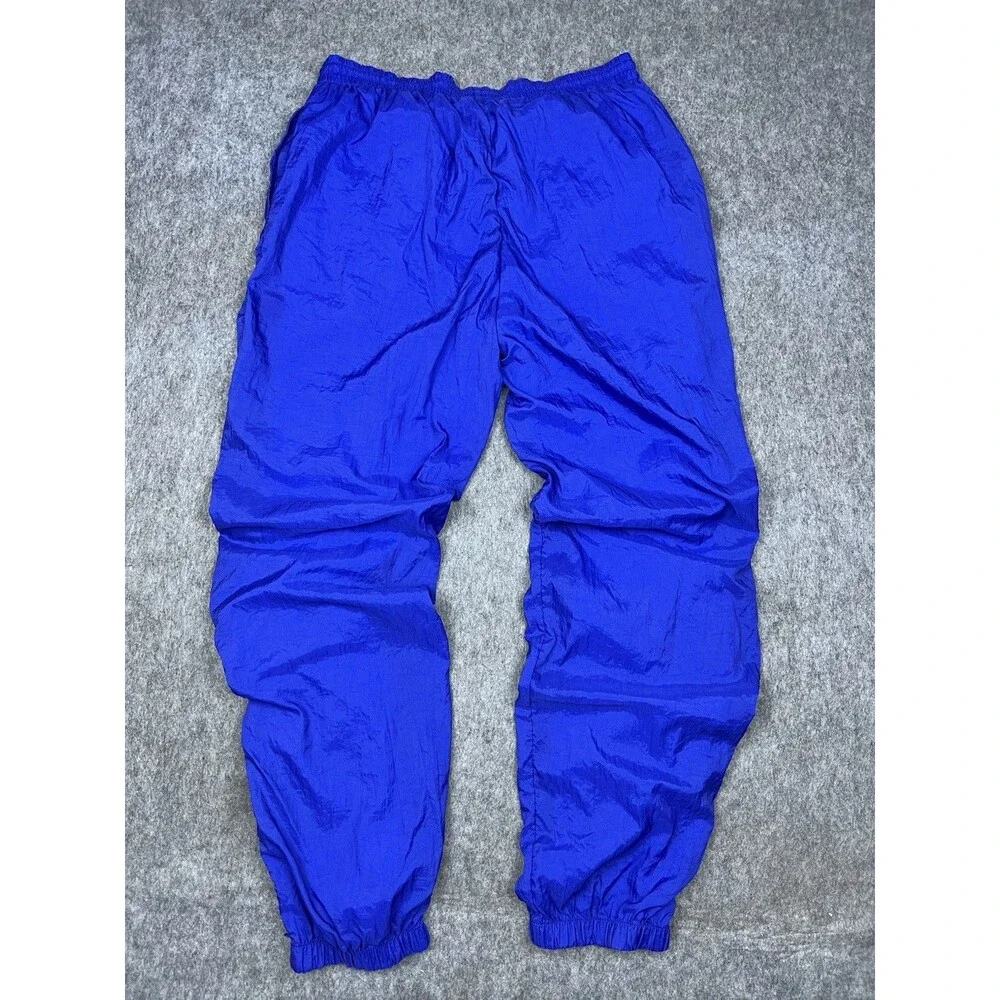 Vtg Reebok Men's Track Pants Blue Nylon Elastic Waist Zip Ankle 90's Size Medium